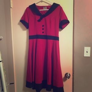 Red and black swing dress